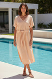Double Gauze Cotton Washed Solid Bella Tie Dress