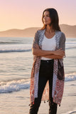 Marisa Patches Black, Red, White Print in Kimono Coverup