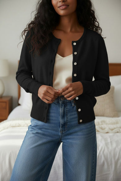 100% Cashmere Favorite Button Up Cardigan Sweater Knit