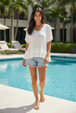 Zen Blend Nora Ruffle Edge Long Sweater Knit