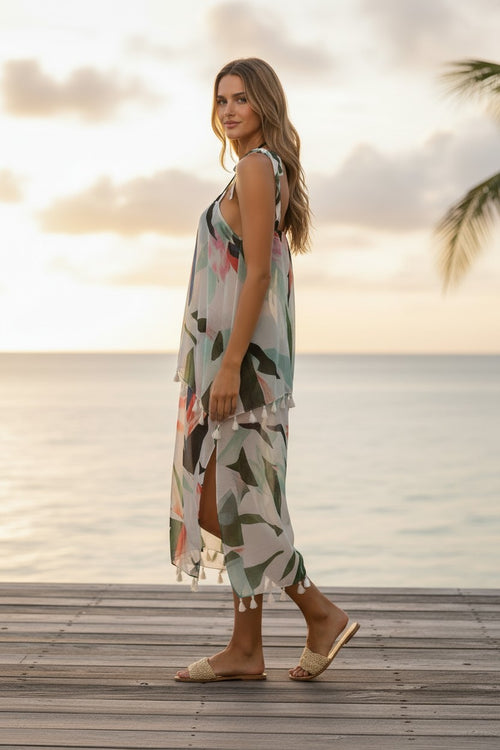 Birds of Paradise Sheer and Soft Print Coastal Getaway Sundress