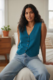 100% Cashmere Boyfriend Button Front Sweater Knit Vest