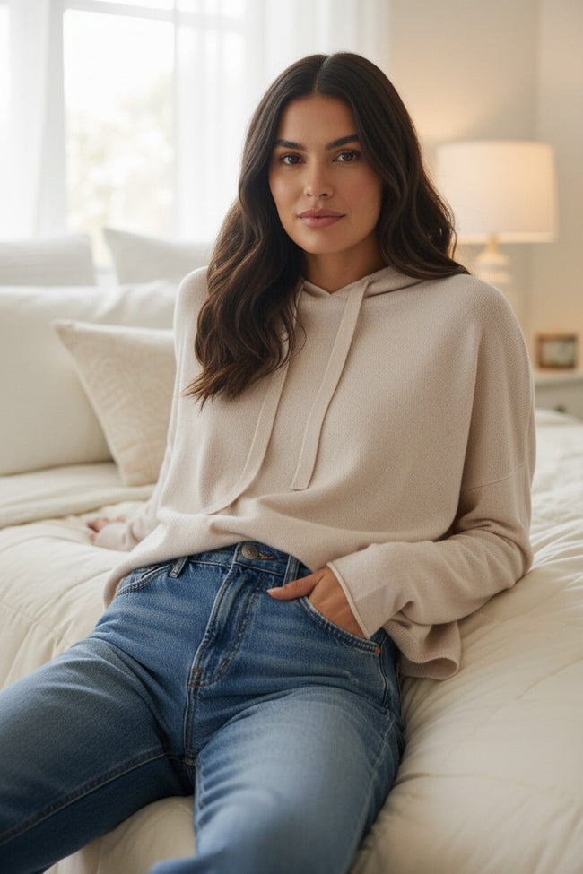 Quinn Oversized Hoodie Sweater in 100% Cashmere Knit