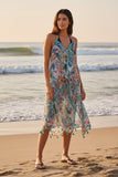 Maxi Tassel Sundress Coverup in Good Vibrations Multi Color Print Flowers