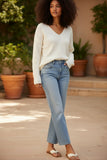 Zen Blend Emma Textured Loose Rib Knit  V-neck Pullover Sweater