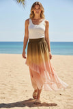 Tango Washed Cotton Maxi Skirt  in Dip Dye Colors