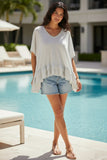 Zen Blend Nora Ruffle Edge Long Sweater Knit