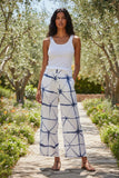 Shirred Waist Cotton Print Beach Beach Lounge Pant