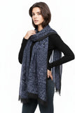 100% Cashmere Luxury Print Scarf with Brimmed Solid Border