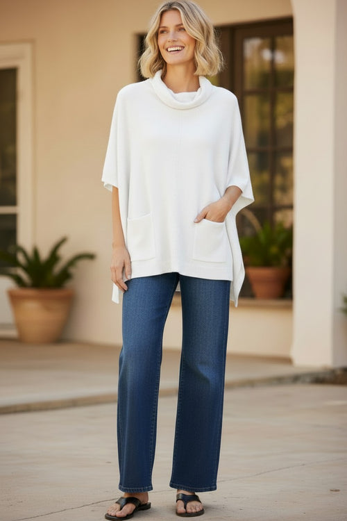 Zen Blend Pocket Oversized Cowl Neck Poncho Sweater Knit