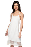 Cami Slip Dress with Lace Border in Nude