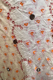 AV-BSKIF-Natural-Almost Vintage Silk Horizontal Block Print Hand Stitch Mirror Maxi Skirt swatch