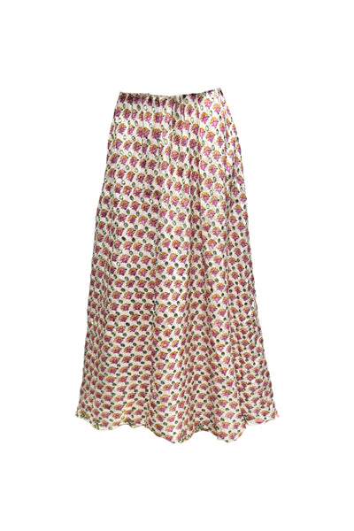 Almost Vintage Silk Print Hand Stitch Mirror Maxi Skirt