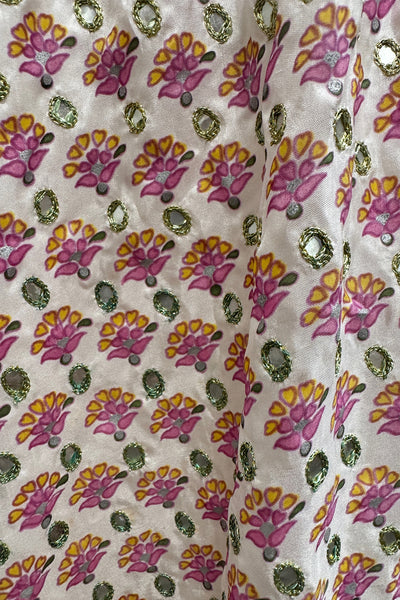 Almost Vintage Silk Print Hand Stitch Mirror Maxi Skirt