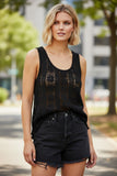 Almost Vintage Boho Crochet-Look Lace Tank black