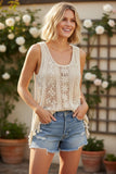 Almost Vintage Boho Crochet-Look Lace Tank ivory  2