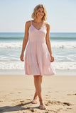 Almost Vintage Lace Detail Washed Cotton Tier Slip Dress blush 2