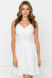 Almost Vintage Lace Detail Washed Cotton Tier Slip Dress white 2