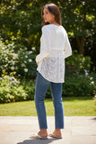 Almost Vintage Slub Knit Sweater with Embroidery Back Panel ivory2