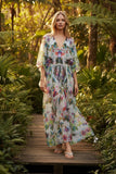 Aloha Paradise Digital Print Bright Multi-Covered on Sheer White Poolside Maxi Sundress Coverup 2