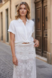 Anne Short Sleeve Linen Cotton Blend Short Sleeve Shirt white