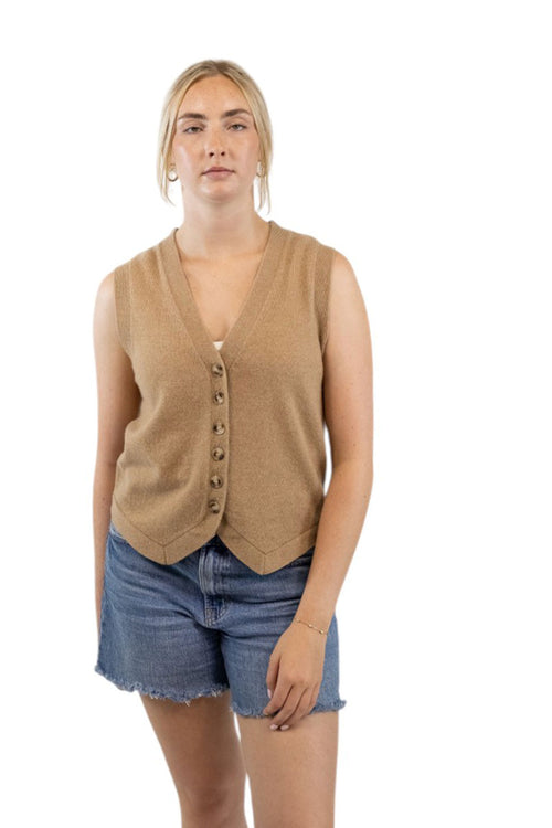 100% Cashmere Boyfriend Button Vest Sweater Knit