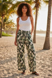 Bailey Beach Drawstring Pant in Blooming Paradise Print black