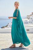 Bali Maxi Rayon Caftan Sundress with Metallic Hand  Beading emerald green color 3