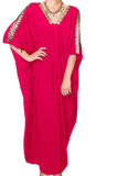 Subtle Luxury Bali Maxi Rayon Caftan Sundress with Metallic Hand  Beading red color 3