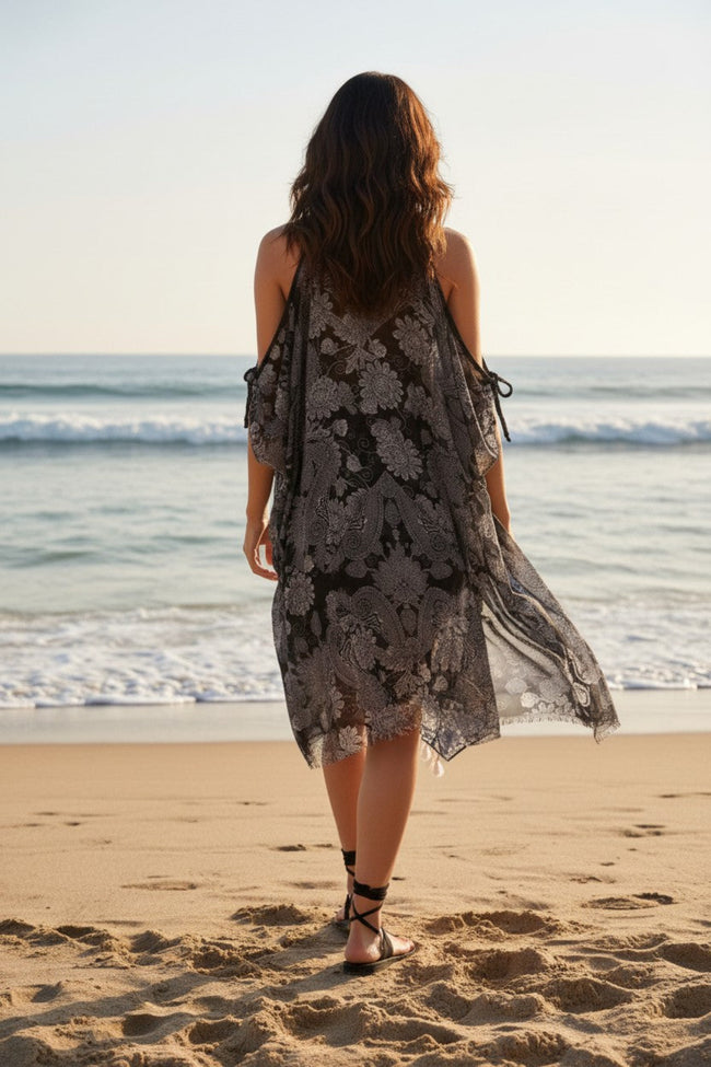 Bandana Baby Open Shoulder Cover-Up Dress | Women’s Resort Wear black 6