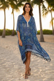 Bandana Bandit Blue Luxury Print Coverup Beach Kaftan product mood