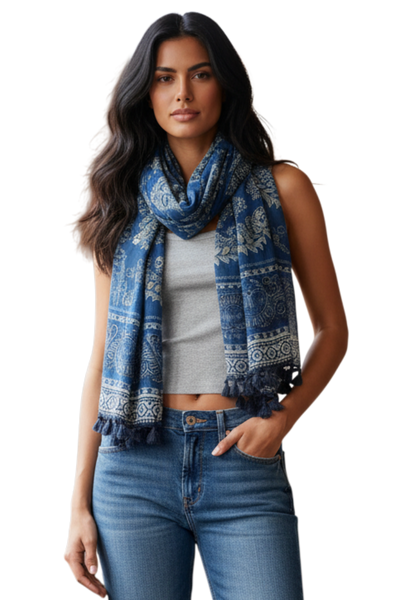 Bandana Bandit Blue Luxury Print Sarong Wrap Scarf mood 2