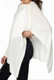 Be Golden 100% Cashmere Braided Trim Light Weight Poncho white ivory with gold 2