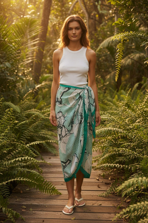 Be My Lover Mint Green Abstract Print Scarf Wrap Sarong