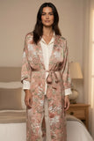 Bed to Brunch Kimono Coverup Robe in Peony Pink Petals long 2