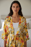Bed to Brunch Roxy Short Robe Coverup in Golden Hour Yellow Floral 2