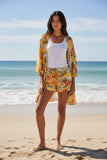 Bed to Brunch Roxy Short Robe Coverup in Golden Hour Yellow Floral 4