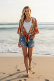 Bed to Brunch Tie Wrap Top in Bold Ferns Print orange