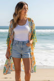 Bell Kimono Sleeve Print Kimono in Luxury Fabrics SUNRISE MOSAIC GREEN