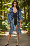 Bell Kimono Sleeve Satin Prints Beach Coverup