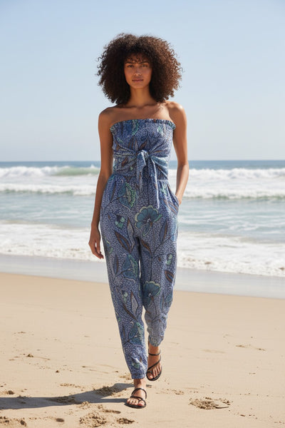 Summer Cotton Wrap Waist Jumpsuit in Something Magical Print