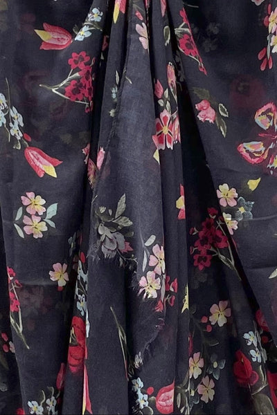  Black Night Flowers Sheer Print