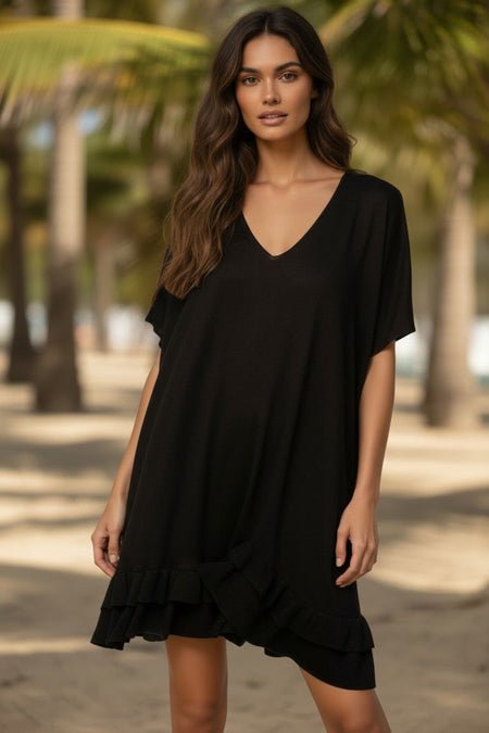 Bali Stamp Print Silk Long Tunic Converts to Dress
