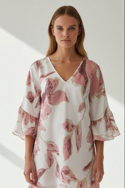 Blue Bonnet Soft Print | Bell Kaftan Coverup Dress pink 2