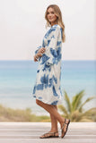 Blue Bonnet Soft Print  Floral| Bell Kaftan Coverup Dress blue 4