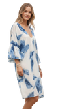 Blue Bonnet Soft Print  Floral| Bell Kaftan Coverup Dress blue 5
