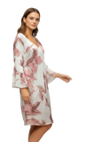 Blue Bonnet Soft Print  Floral| Bell Kaftan Coverup Dress pink 4