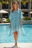 Blue Tiles Blue Print in Isle Sundress Tassel Coverup