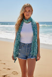 Blue Tiles Mediterranean Inspired Print Sarong Scarf Wrap 2