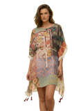 Boho Beach Fringe Edge Sundress in Moroccan Patchwork Print 4